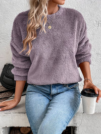 Violet | Fuzzy Knit Sweater with Long Sleeves
