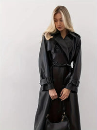 Victoria | Classic Black Trench Coat with Belt