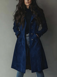 Luisa | Brown Double-Breasted Longline Coat for Women