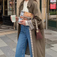 Cecily | Long Oversized Trench Coat with Checked Detail