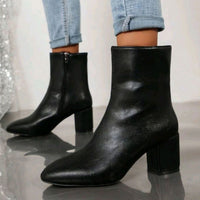 Annika | Pointed-Toe Ankle Boots with Block Heel