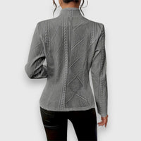 Maribel | Elegant Cable-Knit Cardigan with Stand-Up Collar