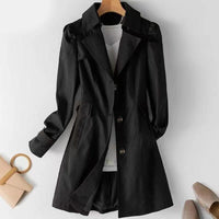 Audrey | Fitted Black Trench Coat with Notched Lapel