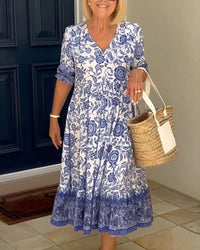 Customer Favorite Luna - Elegant Floral V-Neck Dress Season Highlight