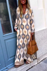 Mosaic Rhythm V-Neck Maxi