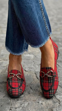 Gilded Plaid Geometric Loafers