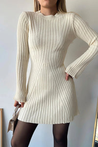 Kendra | Long Sleeve Rib Knit Mini Dress