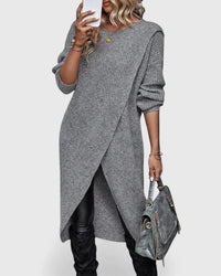 Grace | Women's Long Knit Dress with Wrap Front
