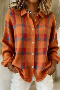 Amara | Women's Checkered Button-Front Cardigan
