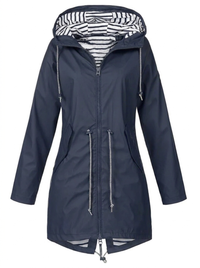 Quinn | Long Raincoat with Hood and Drawstring
