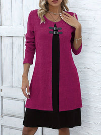 Elodie | Magenta A-Line Mini Dress with Double-Buckle Detail