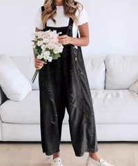 Vintage Wash Adjustable Denim Jumpsuit