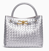 Woven Bow Pu Leather Top-Handle Bag