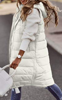 Una | Long Quilted Vest with Adjustable Hood