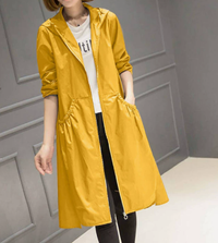 Amelia | Long Hooded Polyester Trench Coat