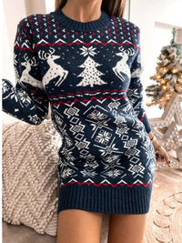 Festive Christmas Jacquard Sweater Dress