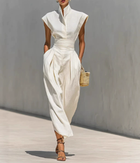 Best Seller Outfit Top | Elegant Sleeveless High-Neck Midi Dress