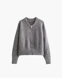 Margaret | Zip-Up Ribbed Knit Round Neck Cardigan