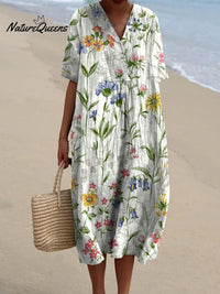 Vintage Bloom Casual Flowing Dress