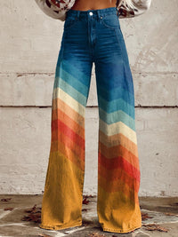 Lea Zigzag Retro Wide Leg Pants