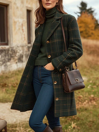 Ashley | Women's Long Checked Winter Coat