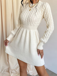 Alyssa | Women's Cable-Knit Long Sleeve Mini Dress