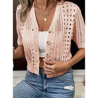 Vanessa | Women's Openwork Button-Up Cardigan