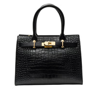 Croc-Embossed Structured Tote Bag
