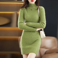 Gabriella | Ribbed Turtleneck Knitted Mini Dress