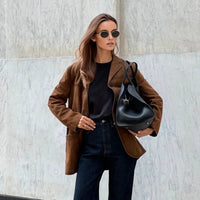 Lana | Women's Suede Button-Front Blazer Jacket