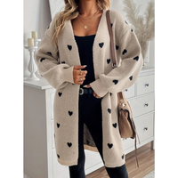Penelope | Women's Heart-Print Open-Front Cardigan