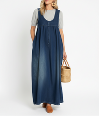 Vintage Washed Denim Maxi Dress