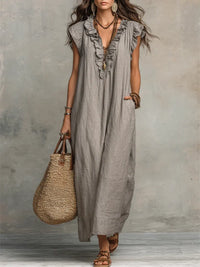 Flowy Linen Boho Maxi Dress
