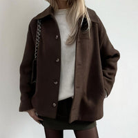 Iris | Women's Oversized Shirt-Collar Button Cardigan
