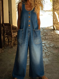 Vintage Washed Denim Cotton Overalls