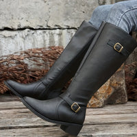 Selene | Women's Knee-High Boots with Buckle and Side Zipper