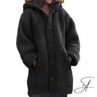 Thalia | Chunky Knit Hooded Cardigan with Button Front