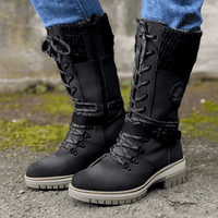 Eva | Women's Lace-Up Winter Boots with Knitted Shaft