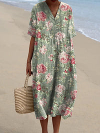 Island Breeze Lina - Vintage Floral Dress Beach Outfit